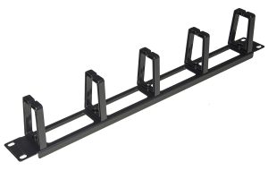 LISTELLO GUIDACAVI FORATO PER ARMADI 19" (1 UNITA') NERO CON 5 GANCI