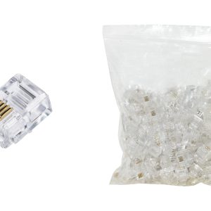 CONFEZIONE 100 PLUG TELEFONICI 6 POSIZIONI 4 CONTATTI 6P4C RJ11