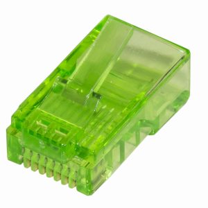 LKPL85V-1-H.jpg CONFEZIONE 100 CONNETTORI 8 POLI CAT 5E UTP NON SCHERMATO RJ45 VERDE PER CAVO FLESSIBILE