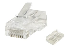 LKPL86IG.jpg CONFEZIONE 100 CONNETTORI 8 POLI CAT 6 UTP NON SCHERMATO RJ45 CON INSERTO PER CAVO FLESSIBILE
