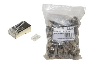 LKPL86IS-1-H.jpg CONFEZIONE 100 CONNETTORI 8 POLI CAT 6 SCHERMATO RJ45 CON INSERTO PER CAVO FLESSIBILE