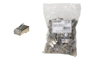 CONFEZIONE 100 CONNETTORI 8 POLI CAT 6 SCHERMATO RJ45 PER CAVO SOLIDO
