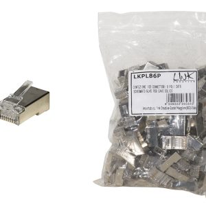 CONFEZIONE 100 CONNETTORI 8 POLI CAT 6 SCHERMATO RJ45 PER CAVO SOLIDO