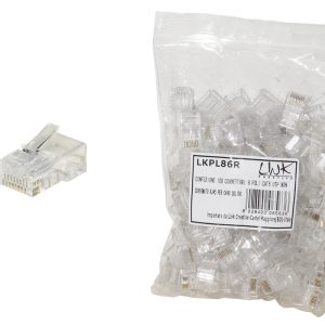 CONFEZIONE 100 CONNETTORI 8 POLI CAT 6 UTP NON SCHERMATO RJ45 PER CAVO SOLIDO