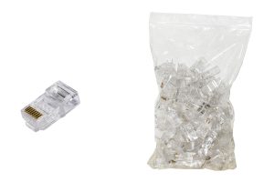 LKPL86UG.jpg CONFEZIONE 100 CONNETTORI 8 POLI CAT 6 UTP NON SCHERMATO RJ45 PER CAVO FLESSIBILE