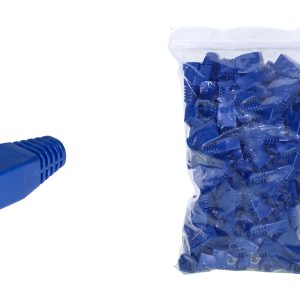 LKPL8BG.jpg CONFEZIONE 100 COPRICONNETTORI 6MM PER PLUG RJ45 8 POLI CAVO CAT 5E- 6 BLU