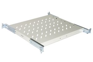 RIPIANO UNIVERSALE PER ARMADIO RACK 19" ALLUNGABILE 370-450 MM CON 4 AGGANCI GRIGIO