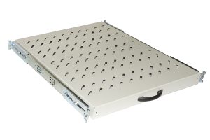 RIPIANO UNIVERSALE PER ARMADIO RACK 19" ESTRAIBILE SU BINARI TELESCOPICI 1 UNITA' GRIGIO 570 MM.