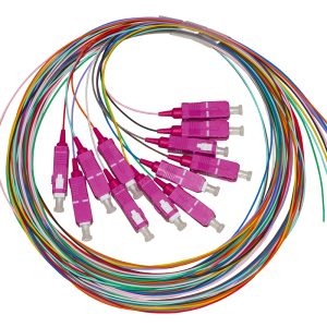 SET 12 CAVI PIGTAIL FIBRA OTTICA COLORATI CONNETTORI SC OM4 SIMPLEX 2 MT