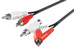 CAVO AUDIO STEREO CONNETTORI 2 X CINCH. (RCA) MASCHIO/FEMMINA - MT. 1,50