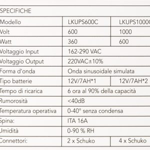 GRUPPO DI CONTINUITA' 600VA/360W LINE INTERACTIVE CON 2 PRESE CON DISPLAY.