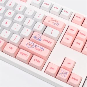 Set di 129 tasti Keycaps Steam Rabbit Pink PBT XDA