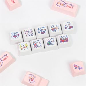 Set di 129 tasti Keycaps Steam Rabbit Pink PBT XDA